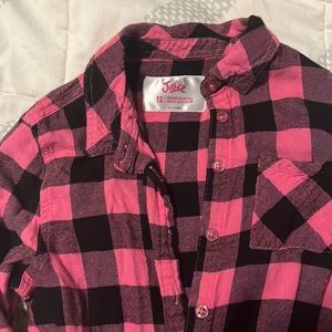 Pink girls flannel button up size 12